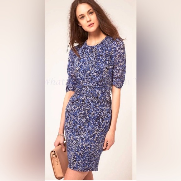 Whistles Dresses & Skirts - Whistles Bella Silk Dress Blue Multipetal Kate Middleton Size 4